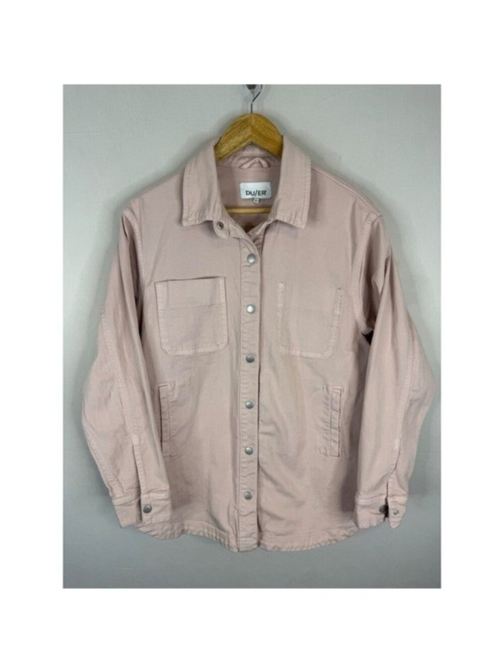 DU/ER Pimlico Performance Shacket Jacket Pink S Small Stretch Cotton Twill